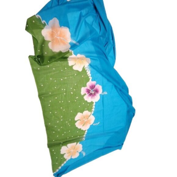 Womens Sarong Cotton Wrap, Handpainted Batik Wrapskirt Beach Pareo Beachwear-NEW - Picture 4 of 6